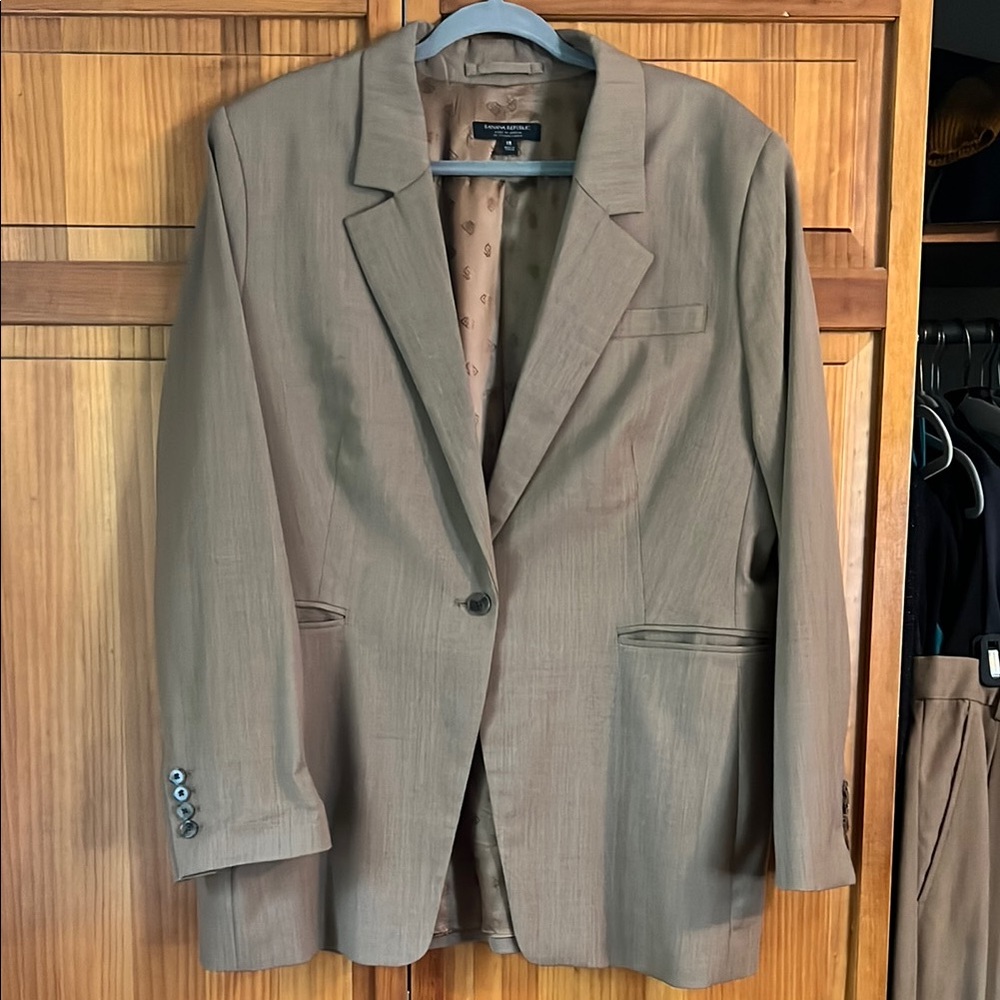 Banana Republic Italian Wool Brown Blazer Classic Suit Jacket